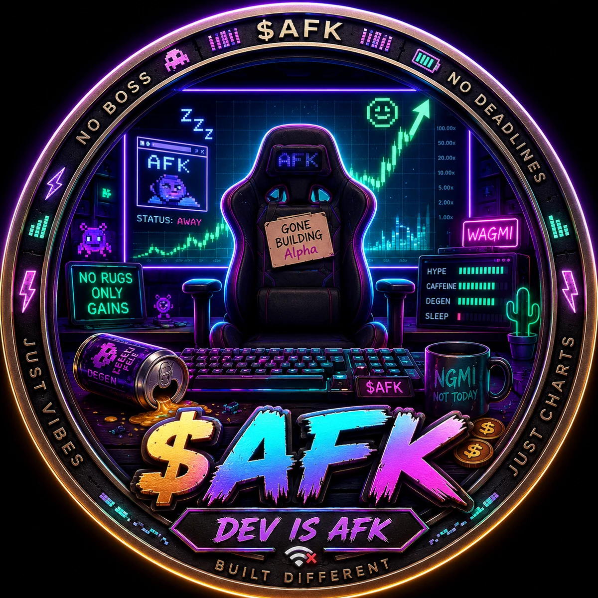 $AFK DEV IS AFK coin artwork